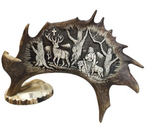 Głęboki grawerunek w łopacie daniela Św. Hubert